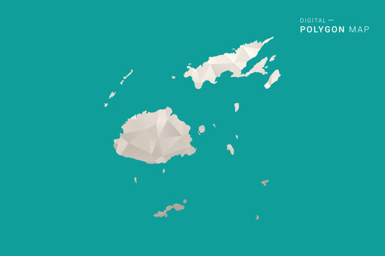 Fiji Map - Green and Gray Polygon Vector Illustration, Low Poly Geometric Design with Clean Minimal Style on Solid Background for Infographic Use.