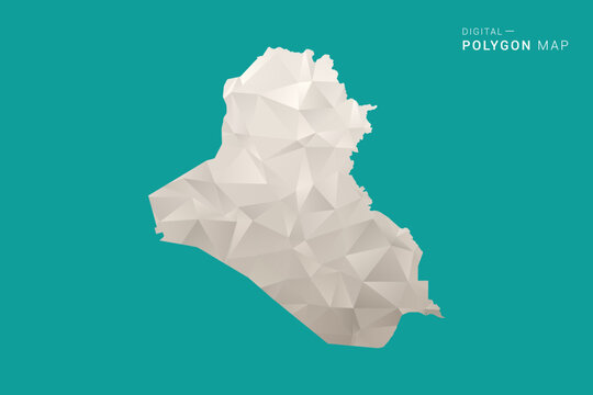 Iraq Map - Green and Gray Polygon Vector Illustration, Low Poly Geometric Design with Clean Minimal Style on Solid Background for Infographic Use.