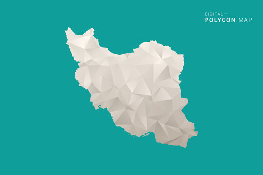 Iran, Islamic Republic of Map - Green and Gray Polygon Vector Illustration, Low Poly Geometric Design with Clean Minimal Style on Solid Background for Infographic Use.