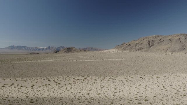 An aerial flyover of the Mojave desert in Nevada