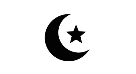 Fototapeta premium Crescent Moon with Star Symbol Icon.