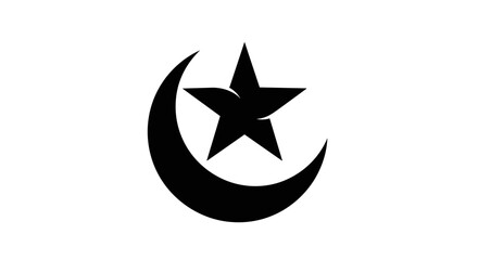 Fototapeta premium Crescent Moon with Star Symbol Icon.