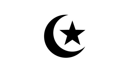 Fototapeta premium Crescent Moon with Star Symbol Icon.