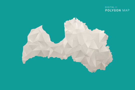 Latvia Map - Green and Gray Polygon Vector Illustration, Low Poly Geometric Design with Clean Minimal Style on Solid Background for Infographic Use.