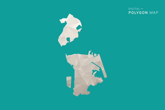 Macao Map - Green and Gray Polygon Vector Illustration, Low Poly Geometric Design with Clean Minimal Style on Solid Background for Infographic Use.