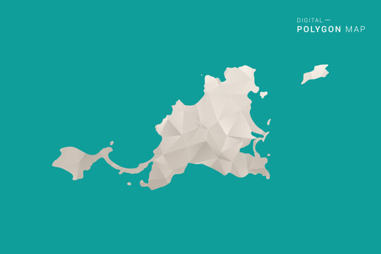 Saint Martin Map - Green and Gray Polygon Vector Illustration, Low Poly Geometric Design with Clean Minimal Style on Solid Background for Infographic Use.
