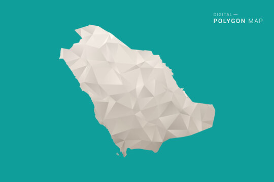Saudi Arabia Map - Green and Gray Polygon Vector Illustration, Low Poly Geometric Design with Clean Minimal Style on Solid Background for Infographic Use.