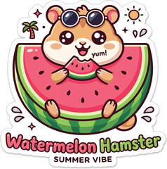 Fototapeta premium Cute Hamster Eating Watermelon.