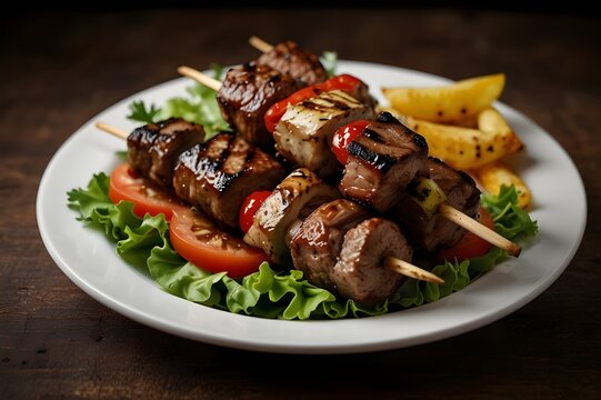 Grilled kebab presentation (side lighting)