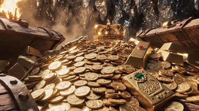 Treasure chest filled with gold.