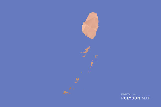 Saint Vincent and the Grenadines Map - Orange Polygon Vector Illustration on Deep Blue Background, Low Poly Geometric Design, Modern Abstract Country Silhouette for Infographics and Presentation Use.