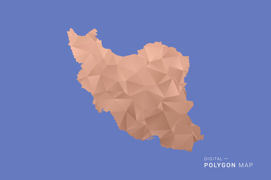 Iran, Islamic Republic of Map - Orange Polygon Vector Illustration on Deep Blue Background, Low Poly Geometric Design, Modern Abstract Country Silhouette for Infographics and Presentation Use.