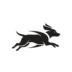 Obraz premium Black silhouette of a running dog 1.