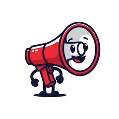 Obraz premium Cartoon megaphone with smiling face expression.