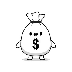 Obraz premium Cartoon money bag character smiling 1.