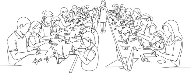 Obraz premium Dotted illustration of a crowd of people
