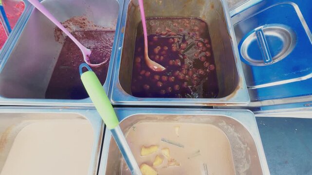 Traditional Indonesian Ramadan Sweet Porridge Variety - Kolak and Candil.