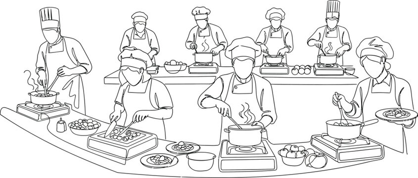 Chefs cooking together in a kitchen