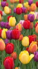Fototapeta premium Tulips close up wallpaper for the screen with vibrant colors