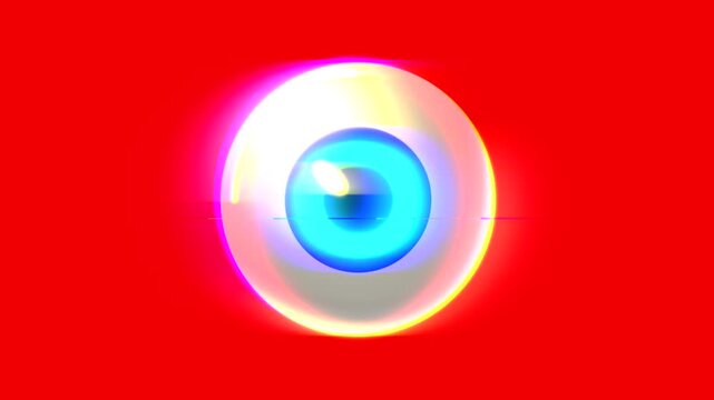 Human eye icon symbol loop animation with distortions and glitch effects