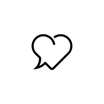 Heart shaped speech bubble icon.