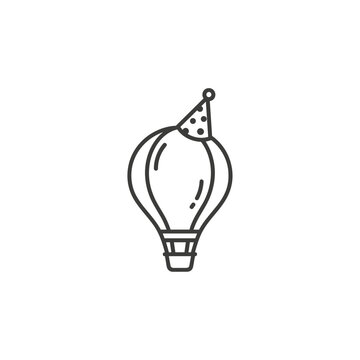 Hot air balloon with party hat.