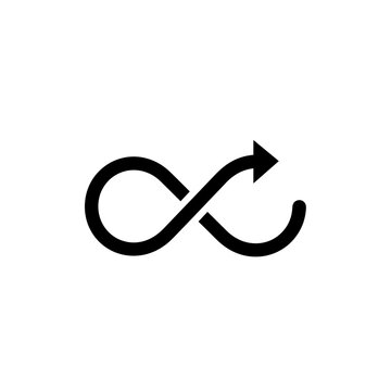 Infinity symbol with arrow sign.