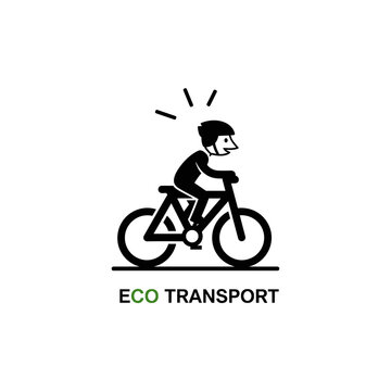 Man riding bicycle eco transport.