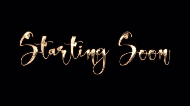 Starting Soon Golden Text Animation on Black Background for Live Streams and Events.
