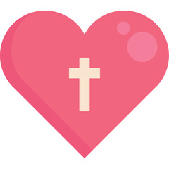 Obraz premium Sacred Heart With Cross Christian Symbol