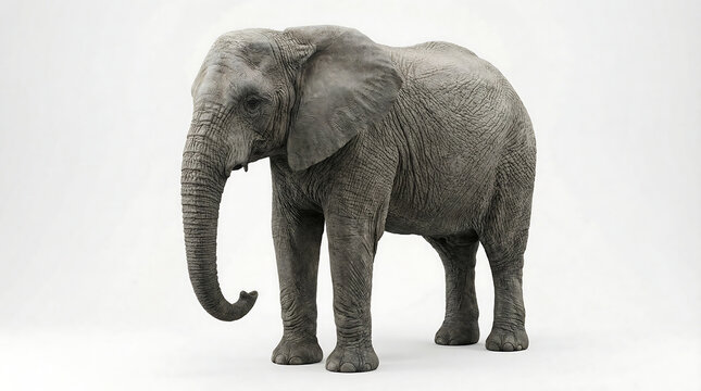 African elephant walking alone in misty white background wildlife nature 4k Generative AI