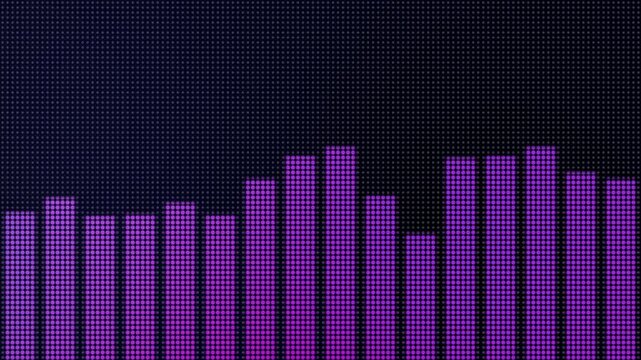 Blue Purple Gradient LED Dot Equalizer Light Bars Loop Animation Black Background