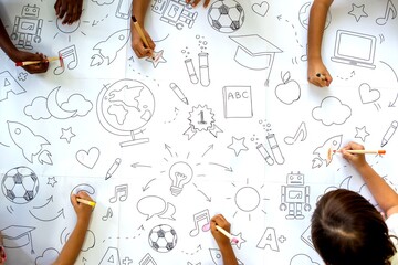 Obraz premium Children drawing educational doodles
