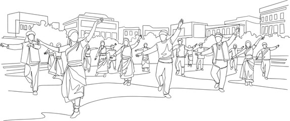 Obraz premium cityscape illustration, people walking