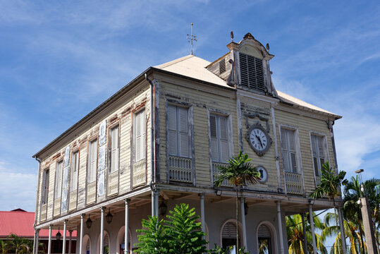 Saint-Pierre, Martinique, France - 7 April 2025 : The Stock Exchange House (Maison de la Bourse), where is today the Saint-Pierre Tourist Office