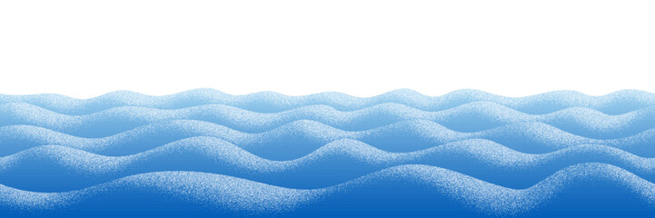 Vector drawing of sea waves, seamless border, , noisy texture