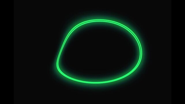 oval neon frame in motion. loop graphic animation on black background. Neon overlay. 