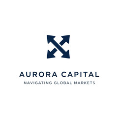 Obraz premium Aurora Capital Logo - Navigating Global Markets with Arrow Compass Symbol.