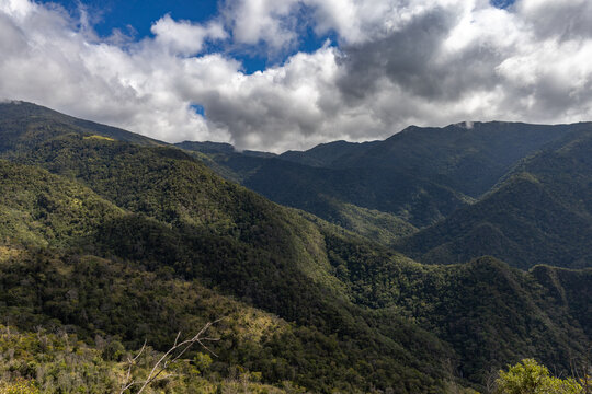Guatire, Venezuela. Mountains on the route to the northern river in the eastern area of ​​the Waraira Repano National Park. Pacairigua River, La Churca, Guatire, Miranda state, Venezuela