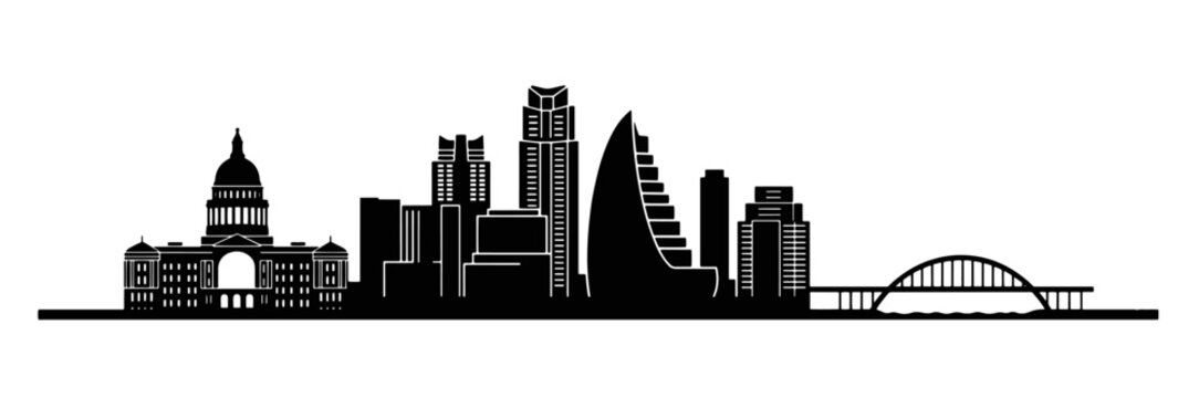 Austin Skyline Vector: Google Tower, Congress Bridge, and Texas State Capitol