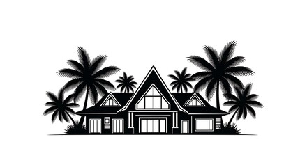 Obraz premium Tropical house with palm trees.