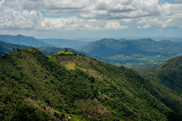 Fototapeta premium Green mountains and valleys of santander, colombia