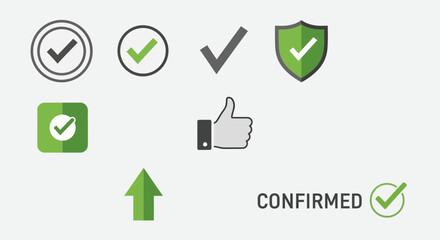 Obraz premium Success icons illustrating completion approval and delivery concepts