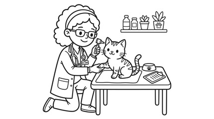 Obraz premium Veterinarian Examining a Cat.