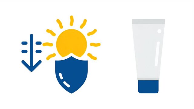 Sunscreen Tube and Sun Protection Icon Loop Animation