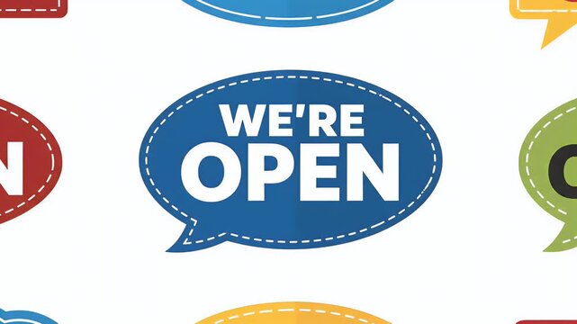We Are Open Sign Animation Business Retail Storefront Welcome