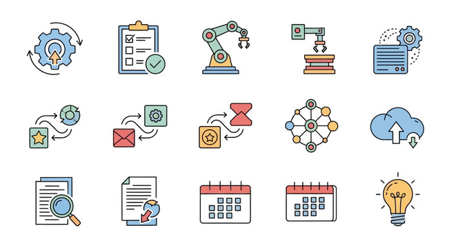 Business icons for technology and industry.
