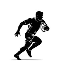 Naklejka premium Rugby player running with ball.