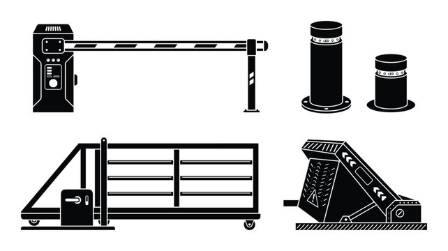 Automatic road barrier and security bollard collection for parking control