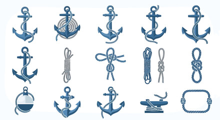 Collection of nautical anchor icons. © khusnul